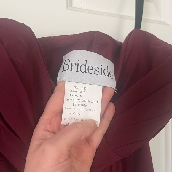 Brideside Burgundy Strapless Bridesmaid Dress - Picture 6 of 6